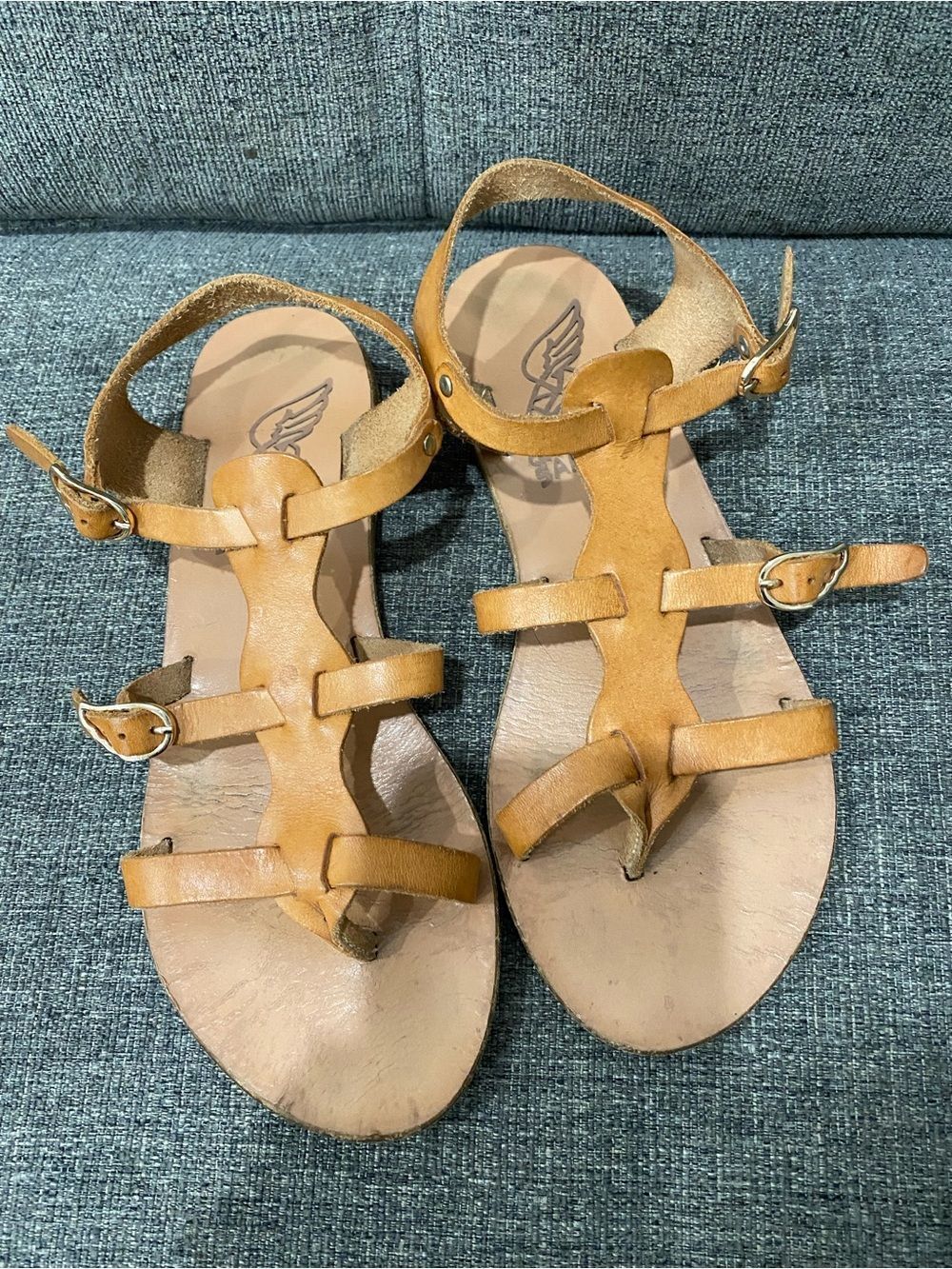 Ancient Greek Women’s Tan Leather Strappy Sandals Size 37